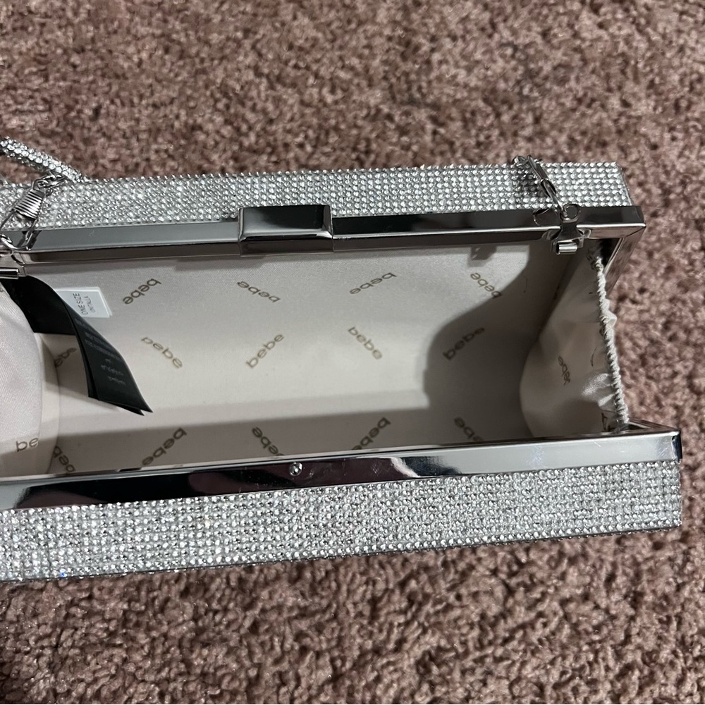 Bebe Silver Rhinestone Clutch Handbag - Picture 8 of 11